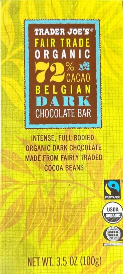 Фото - 72% cacao Belgian dark chocolate bar Trader Joe’s