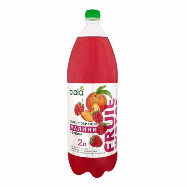 Фото - Напій безалкогольний сильногазований соковмісний Персик і Малина Fruit water Biola Біола