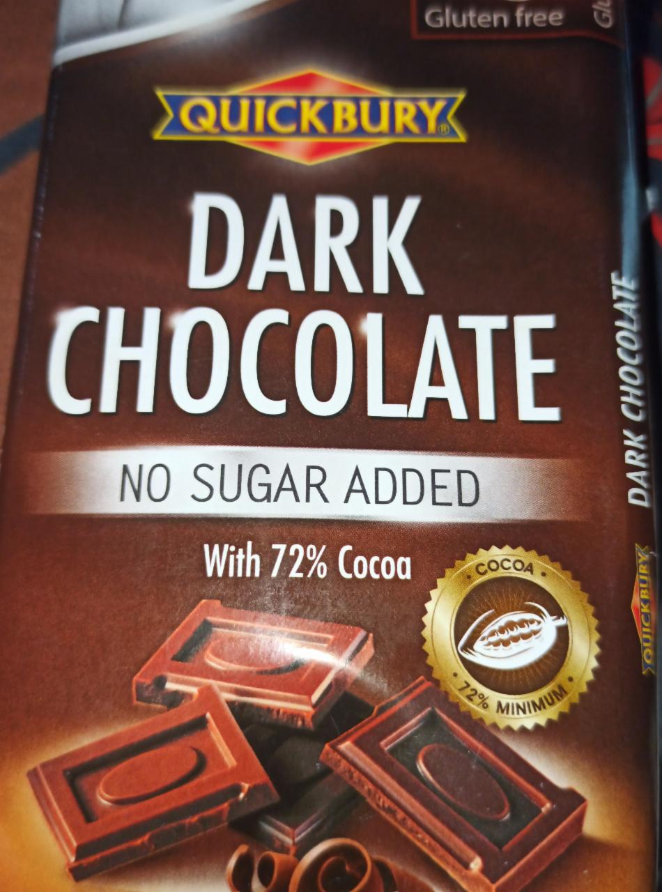 Фото - Шоколад чорний без цукру Dark Chocolate 72% Quickbury
