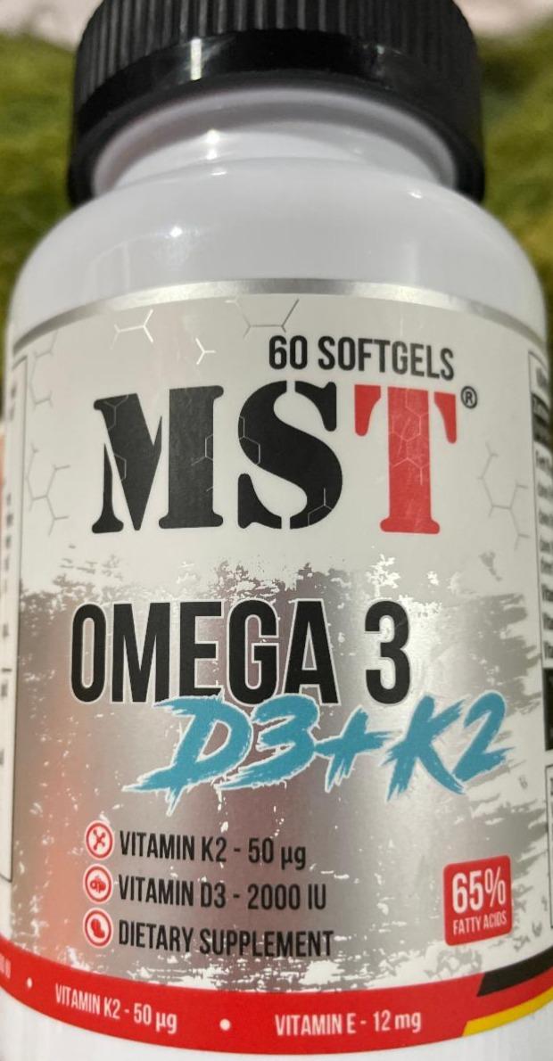 Фото - Вітамінно-мінеральний комплекс Omega 3 + D3 + K2 60 softgels MST Nutrition