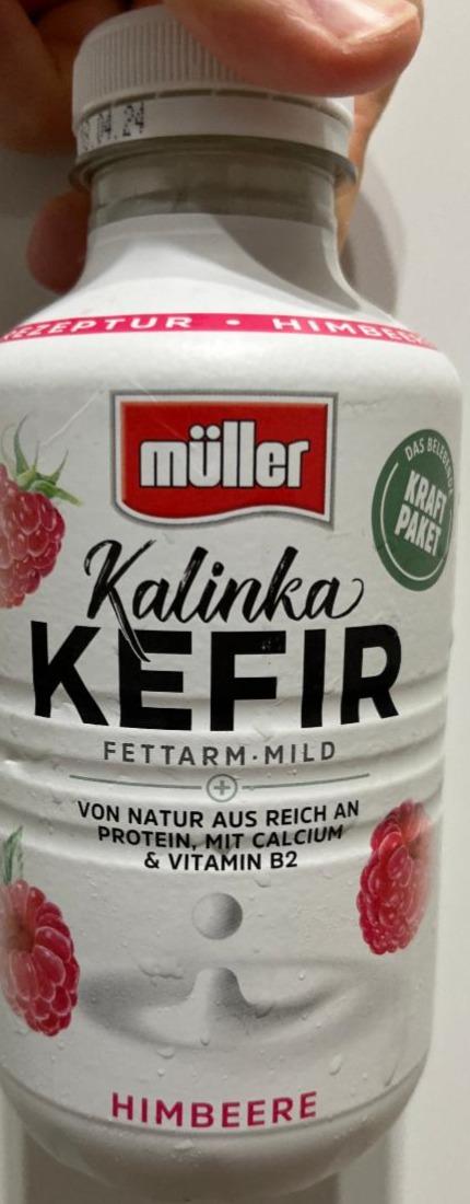 Фото - Kefir Kalinka von natur aus reich an protein mit calcium & vitamin B2 Himbeere 4.2% Müller