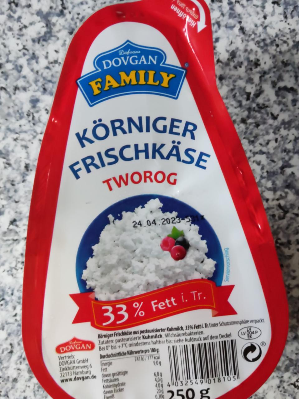 Фото - Körniger Frischkäse tworog 33% fett i. tr. Dovgan Family