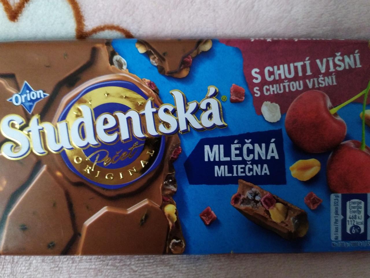 Фото - Шоколад Orion Studentska Pecet mlecna visna (молочна з вишнею)