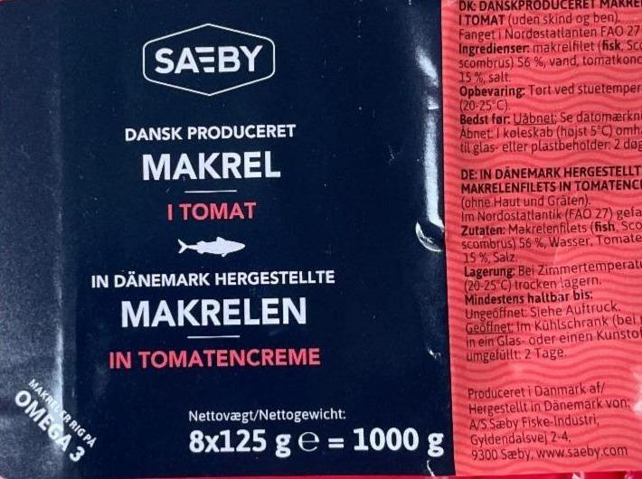 Фото - Makrelfilet i tomatsauce Sæby
