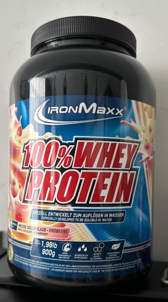 Фото - 100% whey protein зі смаком полуниці та білого шоколаду IronMaxx