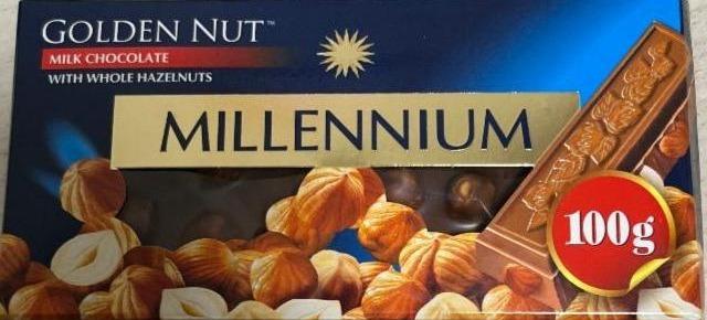 Фото - Шоколад молочний з цілими лісовими горіхами Golden nut Millennium