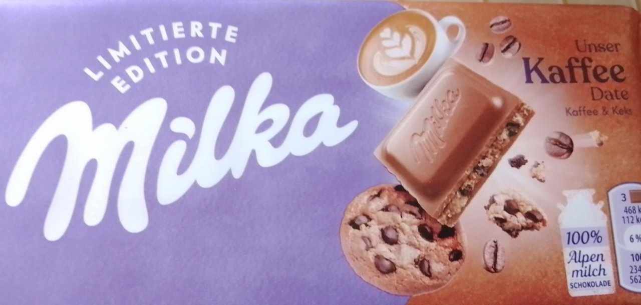Фото - Шоколад Альпійський молочний з кремом зі смаком кави (35%) і шматочками печива (12%) з шоколадом Milka