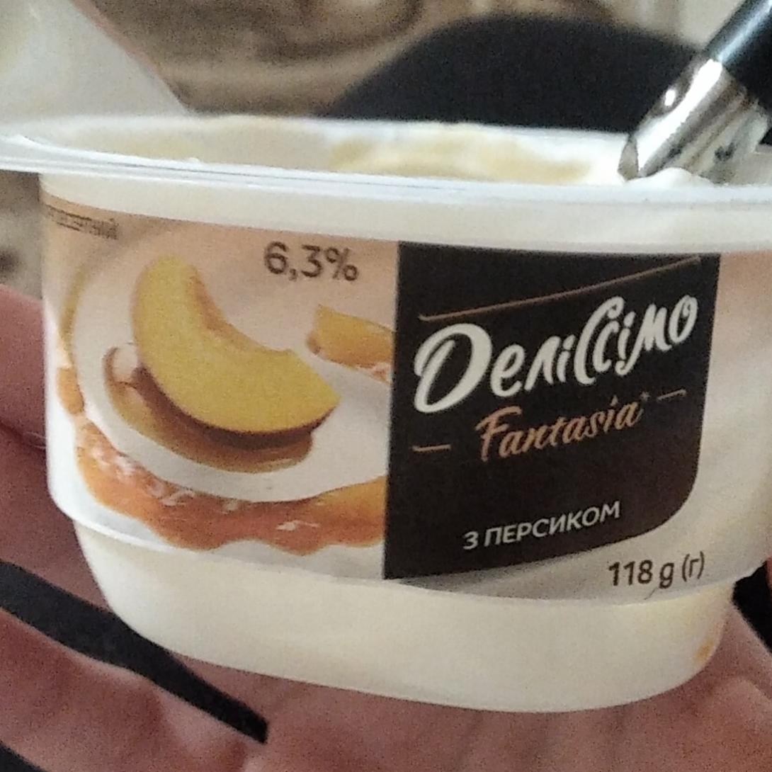 Фото - Йогурт десертний 6.3% з персиковим наповнювачем Деліссімо Danone