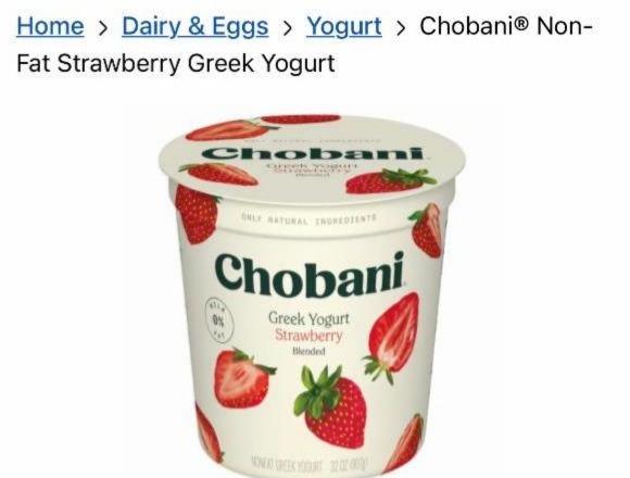 Фото - Йогурт грецький Non Fat зі смаком полуниці Chobani