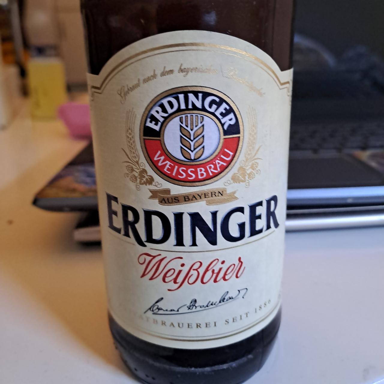 Фото - Пиво 5.3% світле нефільтроване пастеризоване Erdinger Weissbier